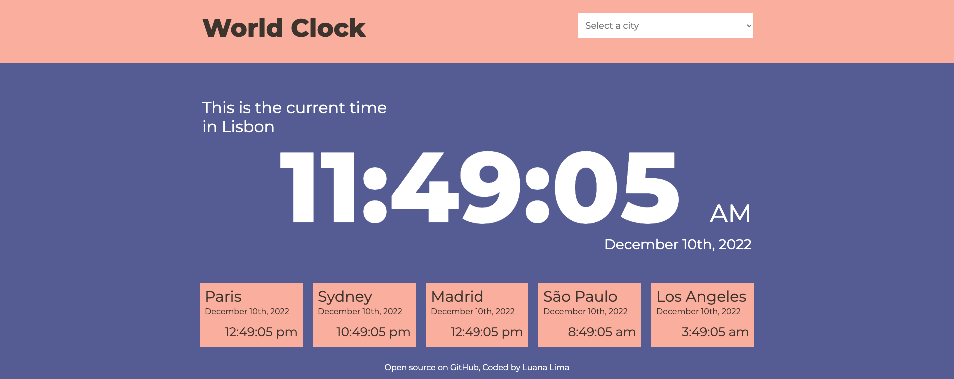 World Clock project preview